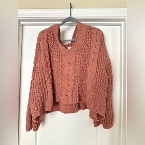 Pink Lily Spend The Night Terracotta Chenille Cable Knit Sweater